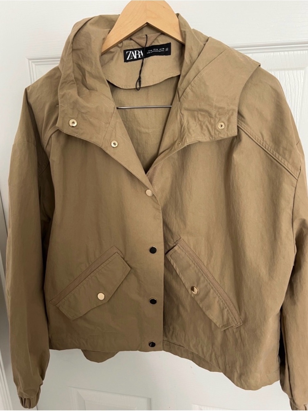 Zara khaki Hooded Windbreaker Jacket
